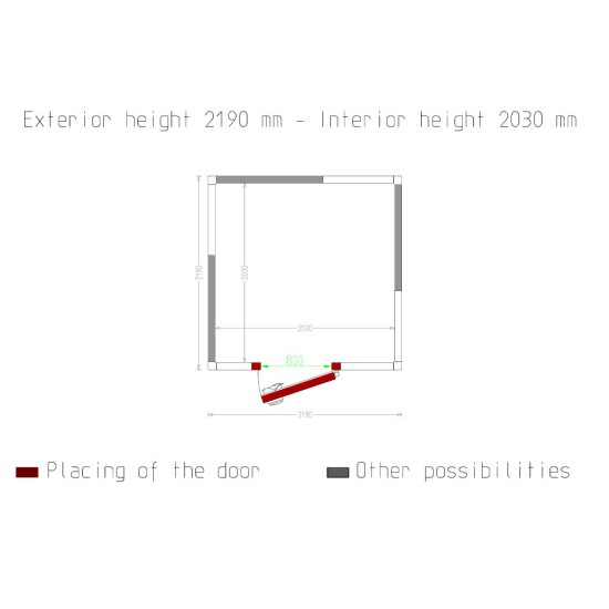 Kamer ISO 80, afm. int. 2030 x 2030 xh 2030 mm (8,37 m³)