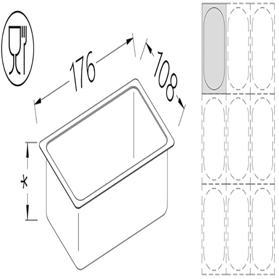 Gastronorm bak 1/9  h65 mm
