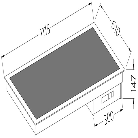 Vitrokeramisch element zwart 3x GN 1/1