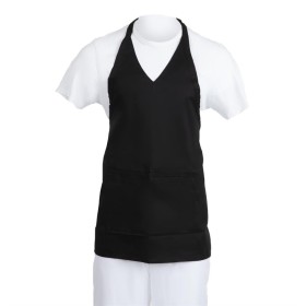 Whites halterschort met V-hals zwart