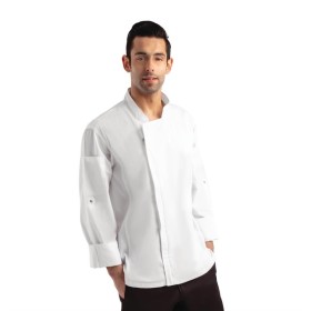 Chef Works Urban Hartford unisex koksbuis met rits lange mouw wit XS