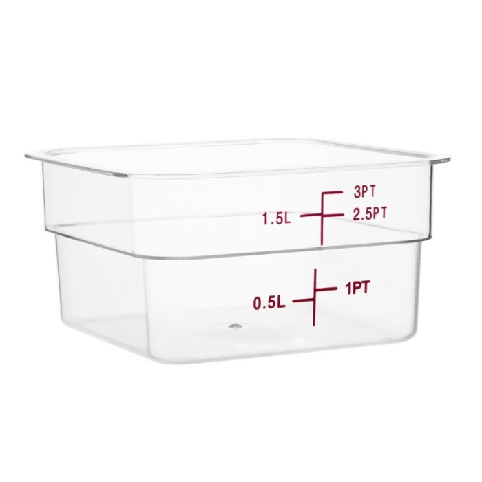 Hygiplas polycarbonaat voedseldoos vierkant 1,5 liter