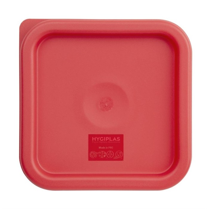 Hygiplas vierkant deksel rood klein