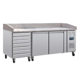 Polar U-serie pizza werkbank met granieten blad en deeglades 290 liter