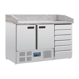 Polar G-serie pizza werkbank met marmeren blad en deeglades 257L