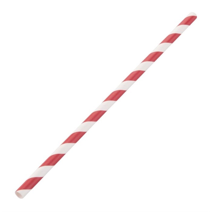 Fiesta Compostable composteerbare papieren rietjes rood-wit gestreept (250 stuks)