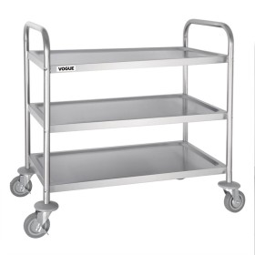 Vogue RVS serveerwagen met 3 bladen - medium