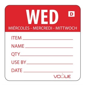 Vogue oplosbare kleurcode voedseletiketten woensdag (250 stuks)