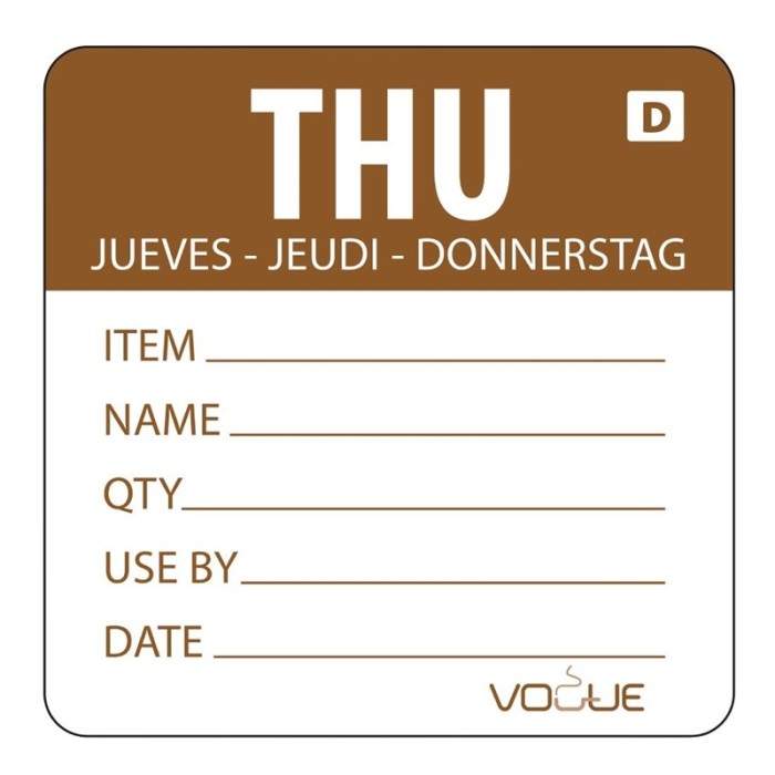 Vogue oplosbare kleurcode voedseletiketten donderdag (250 stuks)