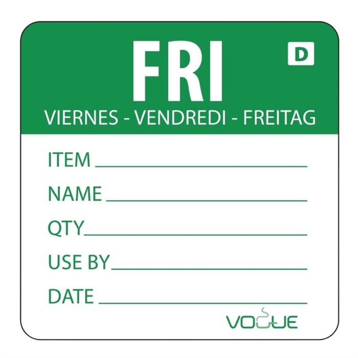 Vogue oplosbare kleurcode voedseletiketten vrijdag (250 stuks)