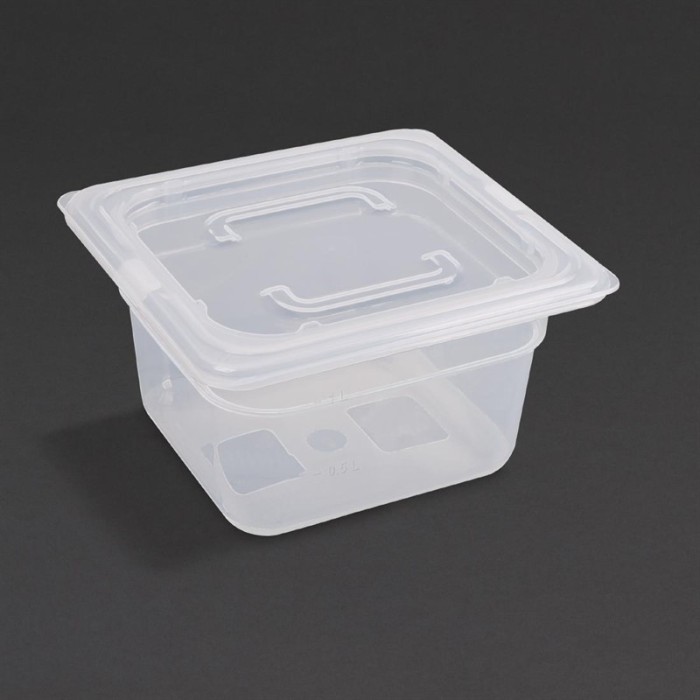 Vogue polypropyleen GN 1/6 bak met deksel 10cm (4 stuks)