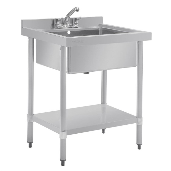 Vogue RVS spoeltafel enkele spoelbak met onderblad 75x60cm