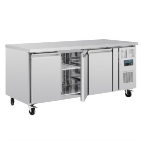 Polar U-serie 3-deurs Koelwerkbank met euronorm opslag 634L