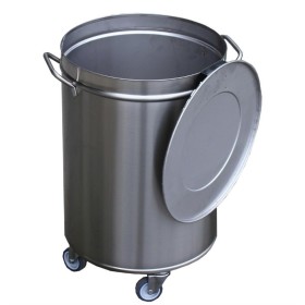 Gastro M RVS afvalemmer op wielen met deksel 50 liter