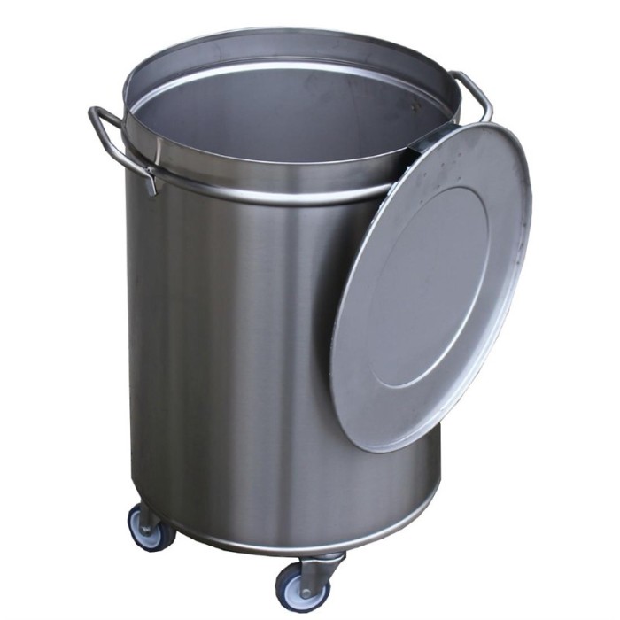 Gastro M RVS afvalemmer op wielen met deksel 100 liter