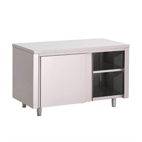 Gastro M RVS werktafel met schuifdeuren 88x100x70cm