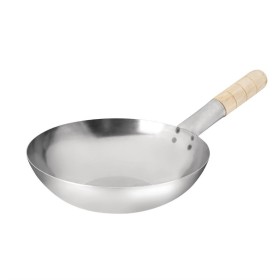 Vogue zacht stalen wok met platte bodem 25,5cm