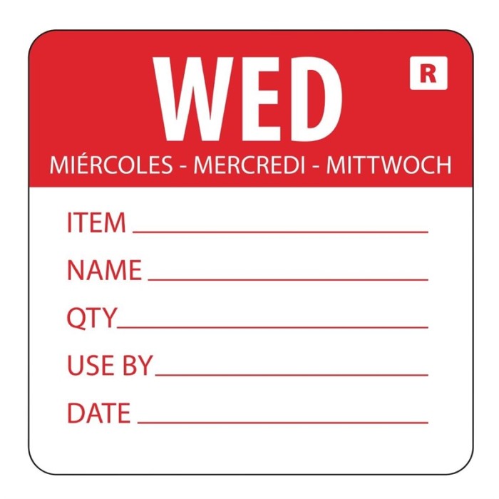 Vogue voedseletiketten kleurcode woensdag (500 stuks)