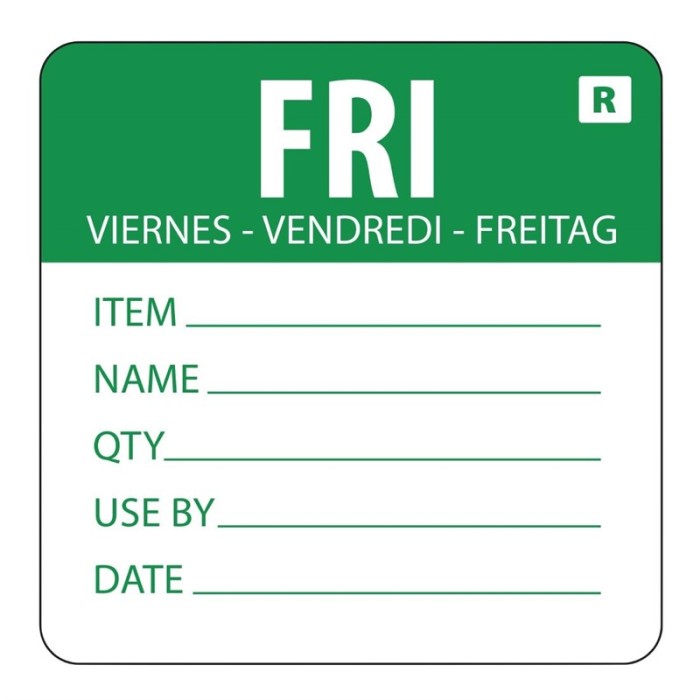Vogue voedseletiketten kleurcode vrijdag (500 stuks)