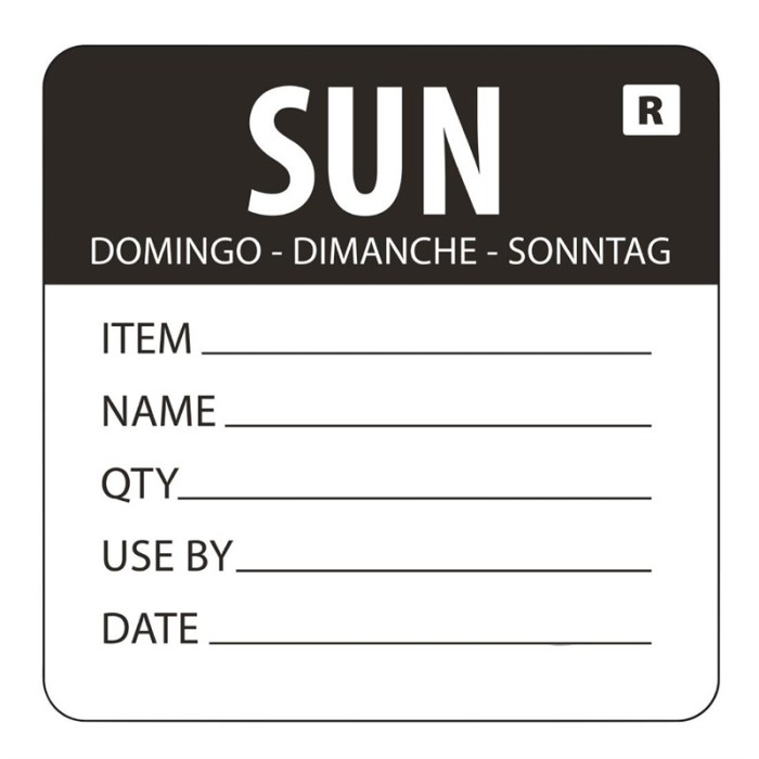 Vogue voedseletiketten kleurcode zondag (500 stuks)
