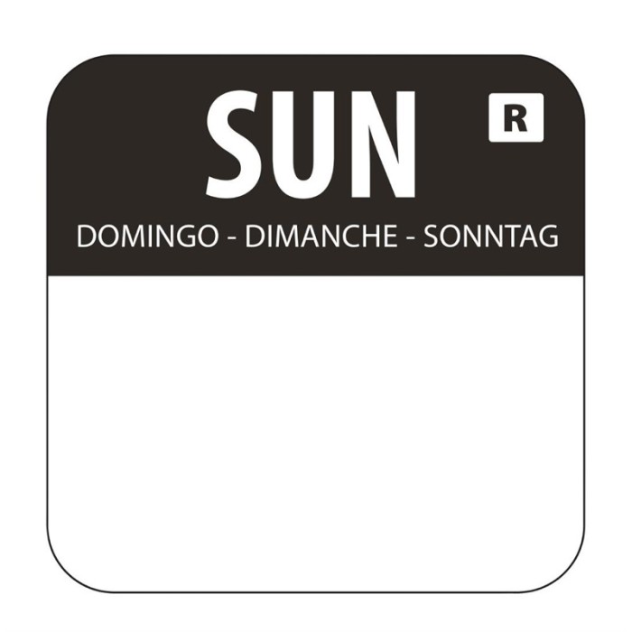 Vogue voedseletiketten zondag kleurcode zwart (1000 stuks)