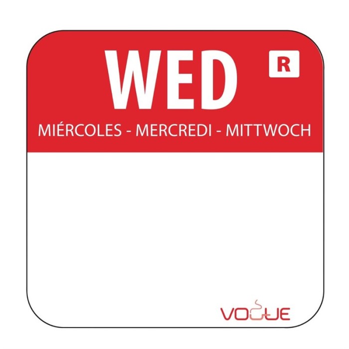 Vogue voedseletiketten woensdag kleurcode rood (1000 stuks)