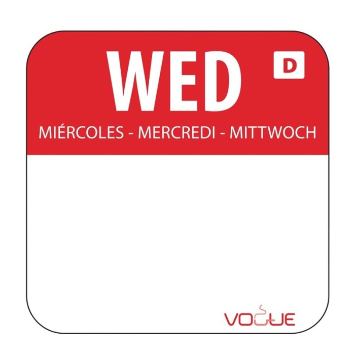 Vogue oplosbare blanco kleurcode voedseletiketten woensdag (1000 stuks)