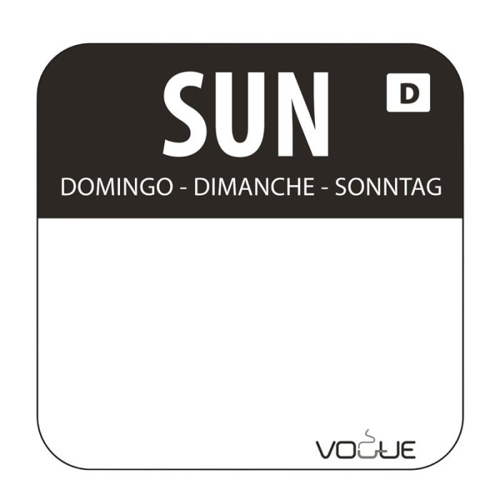 Vogue oplosbare blanco kleurcode voedseletiketten zondag (1000 stuks)
