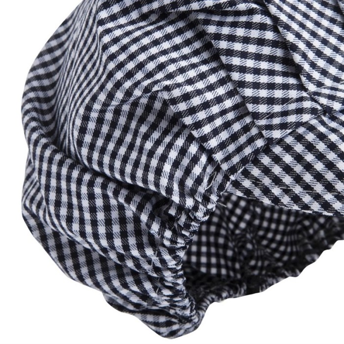 Whites polykatoen koksmuts met klep blauw-wit geruit
