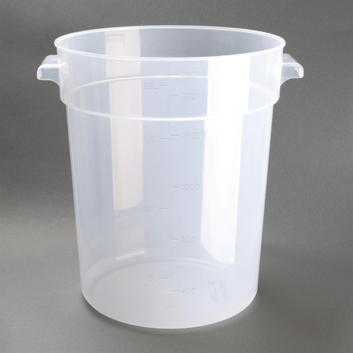 Vogue polypropyleen ronde vershoudbak 20 liter