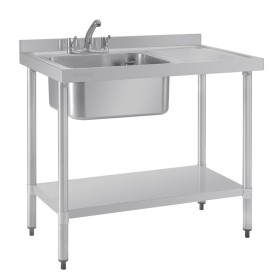 Vogue RVS spoeltafel enkele spoelbak afdruiprek rechts 100x60cm