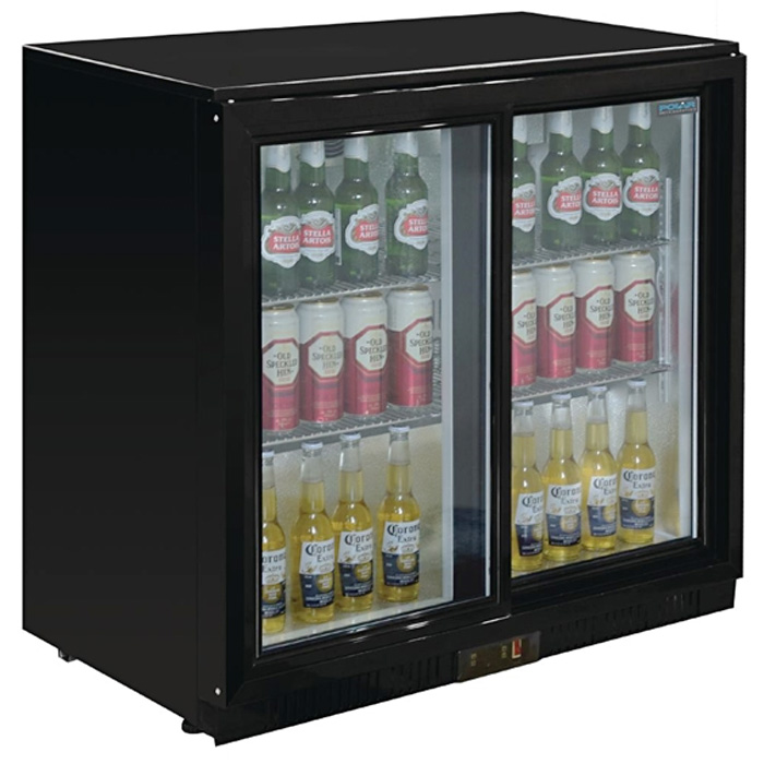 Polar G-serie 2-deurs barkoeling met schuifdeuren zwart 208L