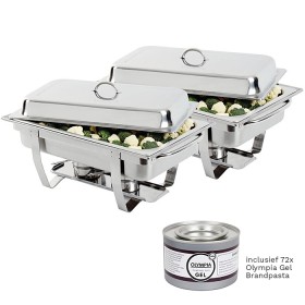 SPECIALE AANBIEDING 2x Olympia Milan Chafing Dish met 72-pak Olympia brandpasta gel