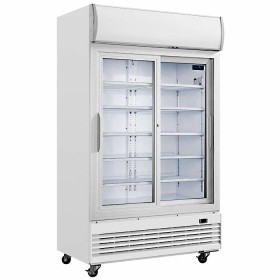 Polar G-serie tweedeurs displaykoeling met lichtbak 950 liter schuifdeuren