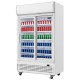 Polar G-serie tweedeurs displaykoeling met lichtbak 950 liter schuifdeuren