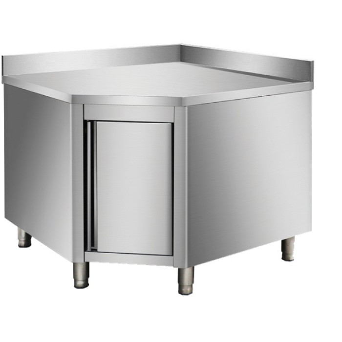 ADM RVS hoek-wandkast met werktafel en achteropstand - blad: 1000x1000x700x700mm - 850mm