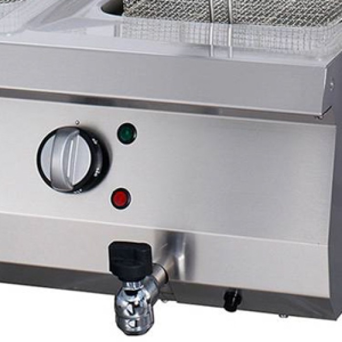 Heavy Duty Friteuse - 2 x 12 L - Dubbel - 70 cm Diep - met Tapkraan - Elektrisch