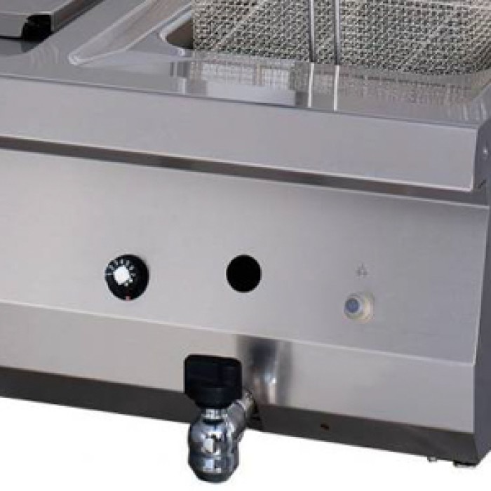 Heavy Duty Friteuse - 2 x 12 L - Dubbel - 70 cm Diep - met Tapkraan - Gas