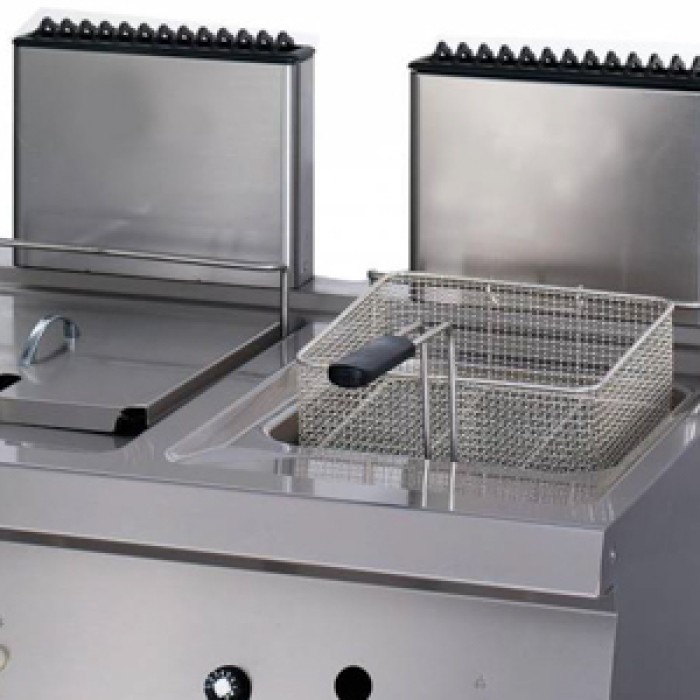 Heavy Duty Friteuse - 2 x 12 L - Dubbel - 70 cm Diep - met Tapkraan - Gas