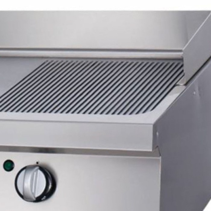 Heavy Duty Grillplaat - Half Gegroefd Chroom - Dubbel - 70 cm Diep - Gas