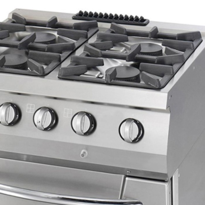 Heavy Duty Fornuis - 4 Pitten - Dubbel - 70 cm Diep - 37 kW - Gas incl. Oven