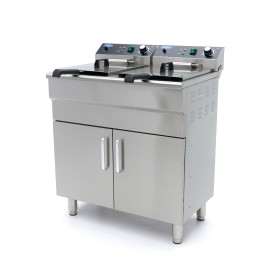 Frituurpan - 2 x 16 L - 2 Manden - met Tapkraan en Opbergruimte - 230V