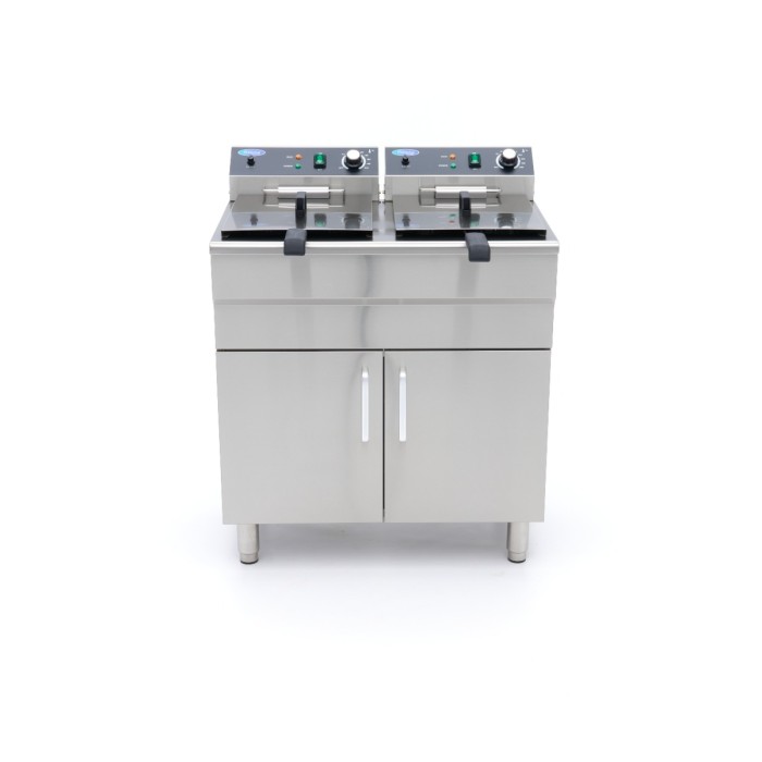 Frituurpan - 2 x 16 L - 2 Manden - met Tapkraan en Opbergruimte - 230V