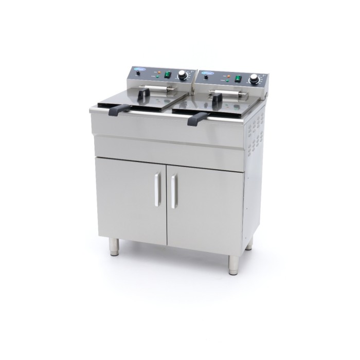 Frituurpan - 2 x 16 L - 2 Manden - met Tapkraan en Opbergruimte - 230V