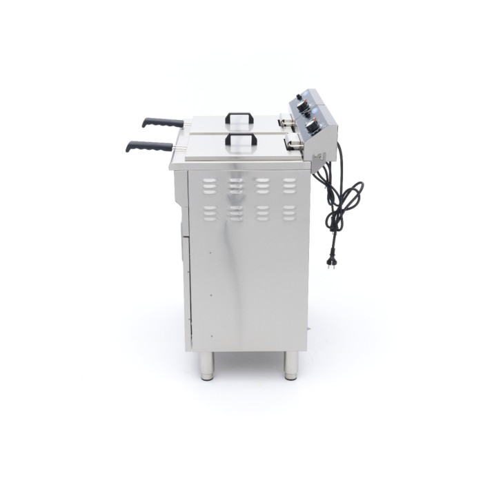 Frituurpan - 2 x 16 L - 2 Manden - met Tapkraan en Opbergruimte - 230V