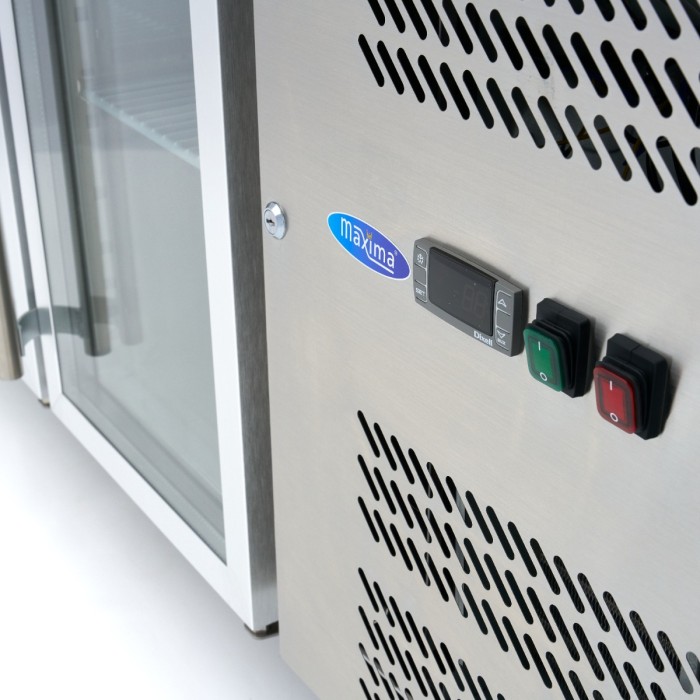 Koelwerkbank - 180 cm - 3 Glazen Deuren