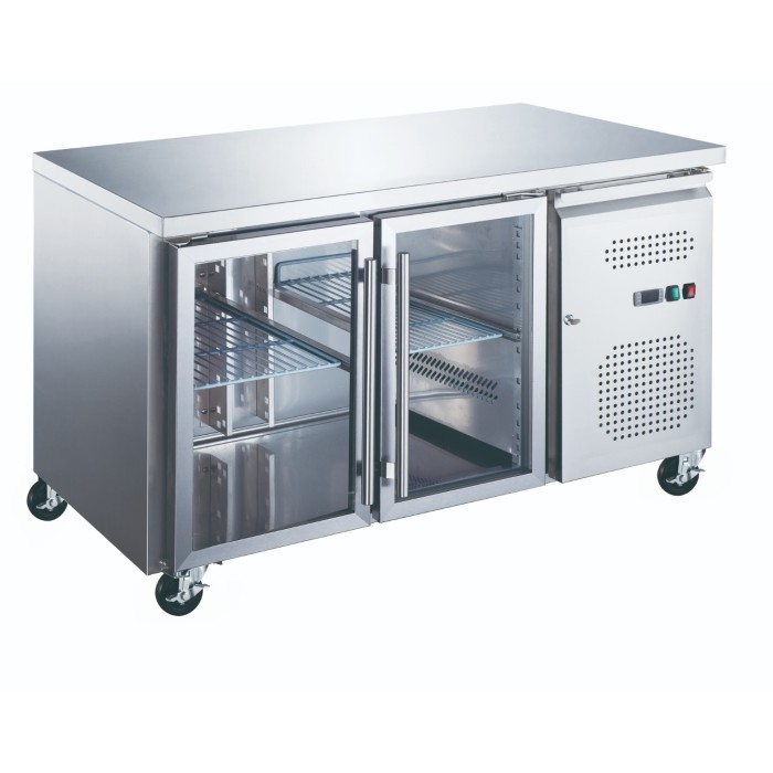 Koelwerkbank - 136 cm - 2 Glazen Deuren