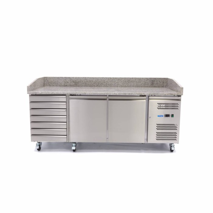 Pizzawerkbank - 202 cm - 2 Deuren - 5 x 1/6 GN - 7 Laden
