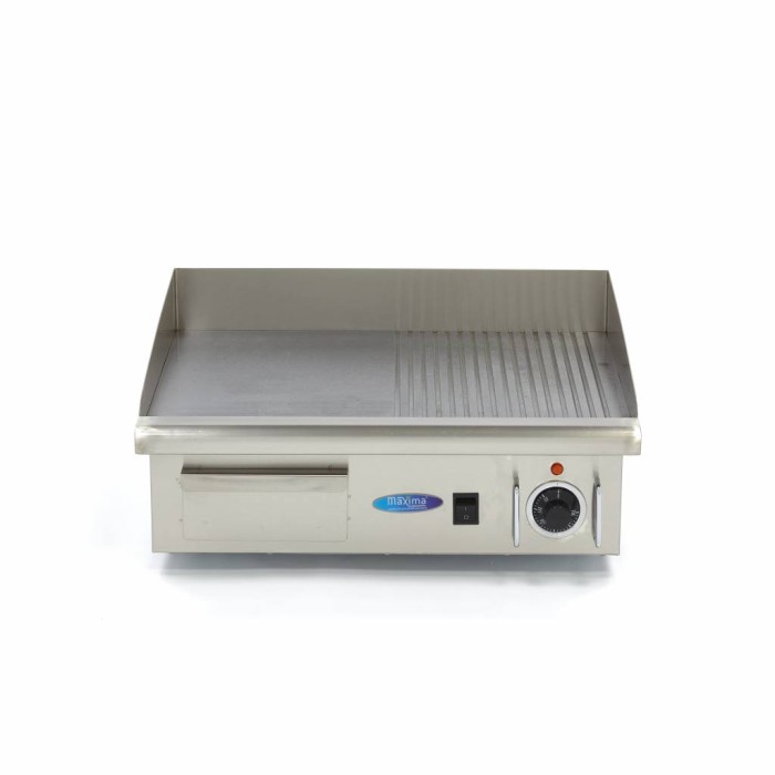 Grillplaat - Half Gegroefd - 55 cm - incl. Opvangbak