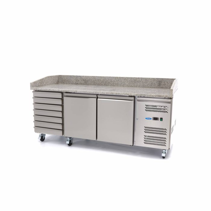 Pizzawerkbank - 202 cm - 2 Deuren - 5 x 1/6 GN - 7 Laden
